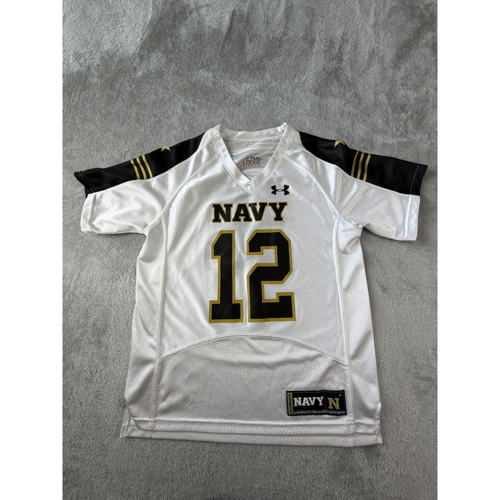 Under Armour Football Jersey Youth Medium White Navy Midshipmen #12 UY8900NASV